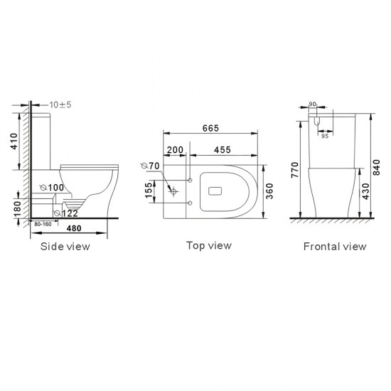 665x360x840mm Whirlpool Silent High End Back To Wall Ceramic Toilet Suite