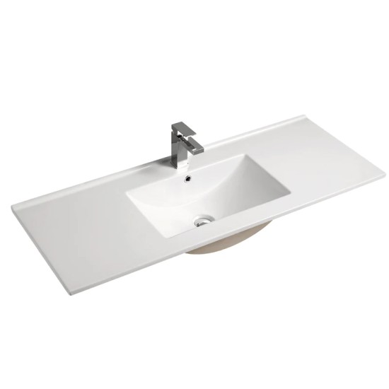 MADRID 1200X460X850MM PLYWOOD FLOOR STANDING VANITY - GLOSS WHITE WITH CERAMIC TOP