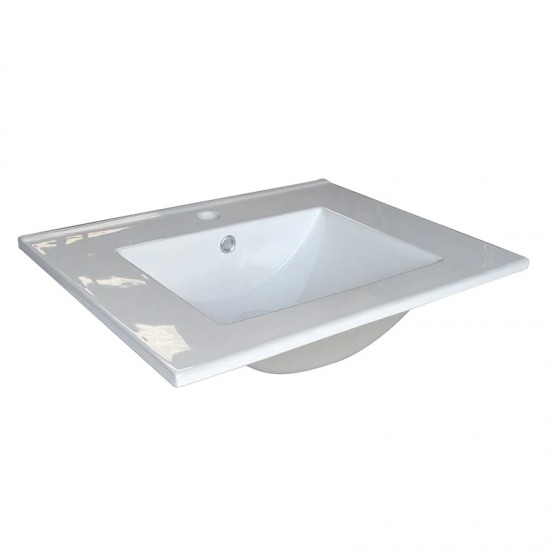 POLO 600X460X850MM PLYWOOD FLOOR STANDING VANITY - GLOSS WHITE WITH CERAMIC TOP