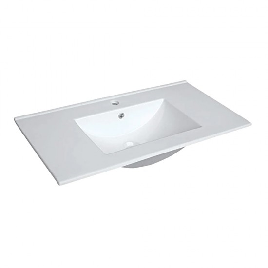 NELSON 1000X460X580MM PLYWOOD WALL HUNG VANITY - GLOSS WHITE WITH CERAMIC TOP