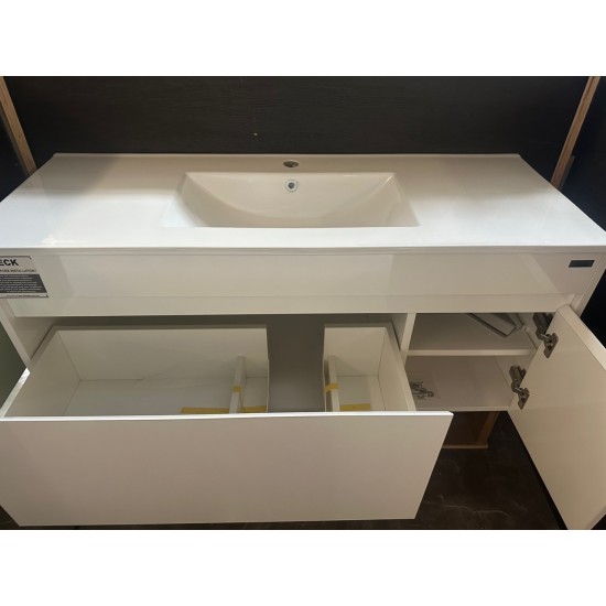 1200x460x550mm White Wall Hung Vanity with Ceramic Basin
