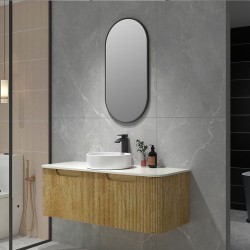 Amos 1210X460X430mm Plywood Light Oak Fluted Curve Vanity With Flat Top Amos 1210X460X430mm Plywood Light Oak Fluted Curve Vanity With Flat Top