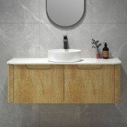 Amos 1210X460X430mm Plywood Light Oak Fluted Curve Vanity With Flat Top Amos 1210X460X430mm Plywood Light Oak Fluted Curve Vanity With Flat Top