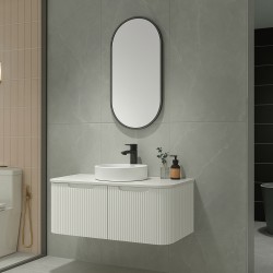 Amos 1210X460X430mm Plywood Matte White Fluted Curve Vanity With Flat Top Amos 1210X460X430mm Plywood Matte White Fluted Curve Vanity With Flat Top