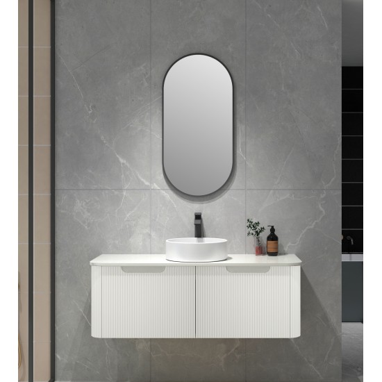 Amos 1210X460X430mm Plywood Matte White Fluted Curve Vanity With Flat Top Amos 1210X460X430mm Plywood Matte White Fluted Curve Vanity With Flat Top