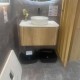Amos 760X460X430mm Plywood Light Oak Fluted Curve Vanity With Flat Top Amos 760X460X430mm Plywood Light Oak Fluted Curve Vanity With Flat Top