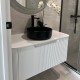 Amos 910X460X430mm Plywood Matte White Fluted Curve Vanity With Flat Top