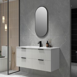 Billy 1210x465x585mm Plywood Matt White Wall Hung Fluted Curve Vanity With Ceramic Top Billy 1210x465x585mm Plywood Matt White Wall Hung Fluted Curve Vanity With Ceramic Top