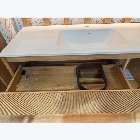 Cavon 750X470X560mm Plywood Fluted Light Oak Wall Hung Vanity Cavon 750X470X560mm Plywood Fluted Light Oak Wall Hung Vanity