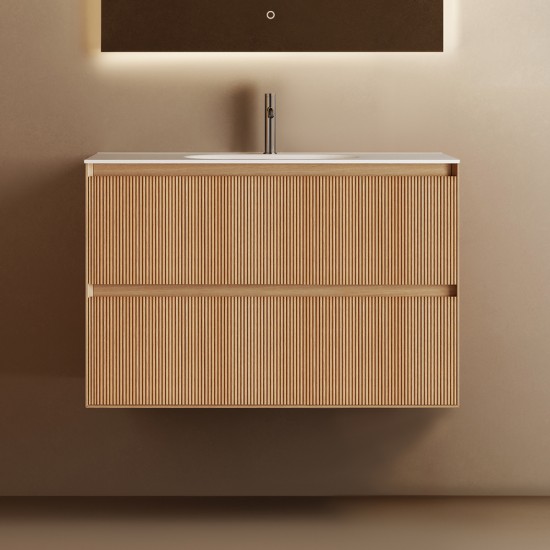 Cavon 750X470X560mm Plywood Fluted Light Oak Wall Hung Vanity Cavon 750X470X560mm Plywood Fluted Light Oak Wall Hung Vanity