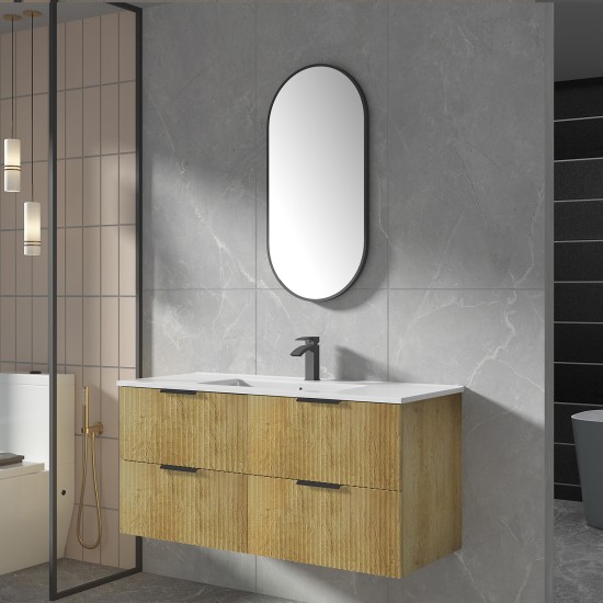 Felix 1200X465X565mm Plywood Light Oak Fluted Vanity With Flat Top Double Bowl Felix 1200X465X565mm Plywood Light Oak Fluted Vanity With Flat Top Double Bowl