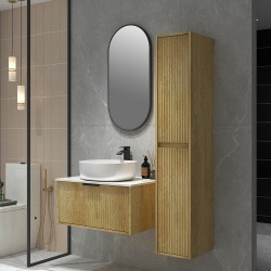 Felix 760X510X360mm Plywood Light Oak Fluted Vanity With Flat Top Felix 760X510X360mm Plywood Light Oak Fluted Vanity With Flat Top