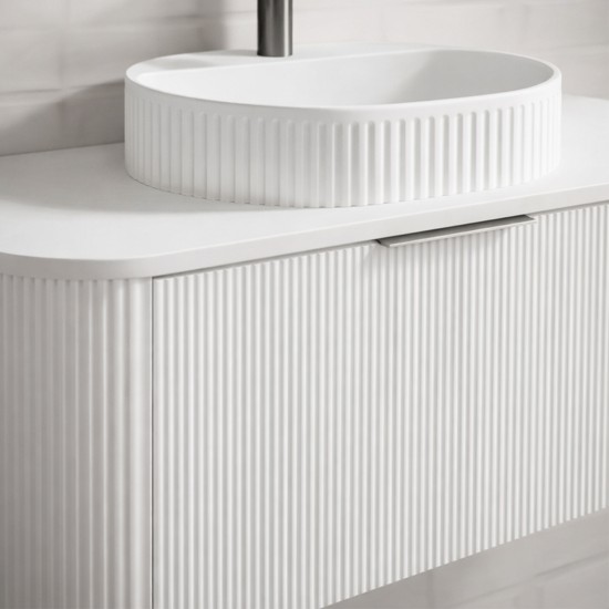Luma 1200X455X450mm Plywood Matte White Fluted Curve Vanity With Flat Top