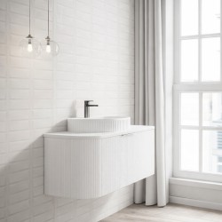 Luma 1200X455X450mm Plywood Matte White Fluted Curve Vanity With Flat Top