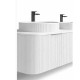 Luma 1500X455X450mm Plywood Matte White Fluted Curve Vanity With Flat Top