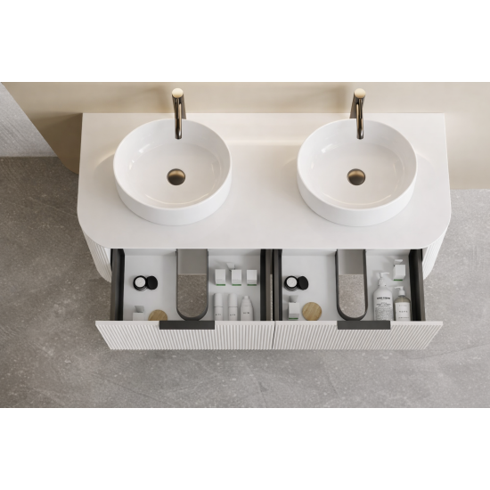 Luma 1500X455X450mm Plywood Matte White Fluted Curve Vanity With Flat Top