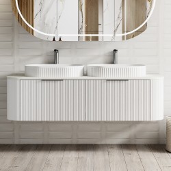 Luma 1500X455X450mm Plywood Matte White Fluted Curve Vanity With Flat Top