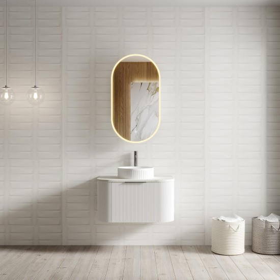Luma 750X455X450mm Plywood Matte White Fluted Curve Vanity With Flat Top Luma 750X455X450mm Plywood Matte White Fluted Curve Vanity With Flat Top