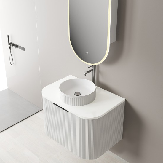 Luma 750X455X450mm Plywood Matte White Fluted Curve Vanity With Flat Top Luma 750X455X450mm Plywood Matte White Fluted Curve Vanity With Flat Top