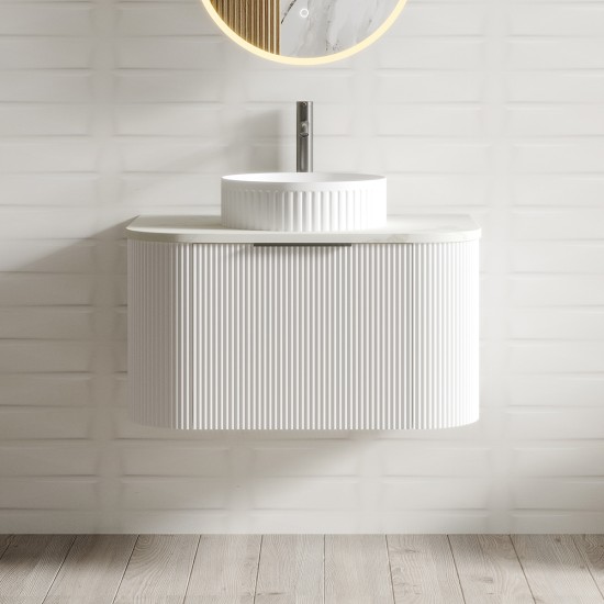 Luma 750X455X450mm Plywood Matte White Fluted Curve Vanity With Flat Top Luma 750X455X450mm Plywood Matte White Fluted Curve Vanity With Flat Top