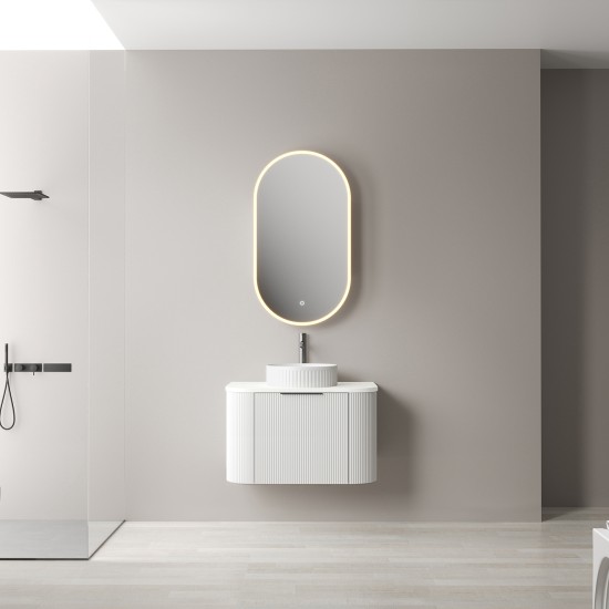 Luma 750X455X450mm Plywood Matte White Fluted Curve Vanity With Flat Top Luma 750X455X450mm Plywood Matte White Fluted Curve Vanity With Flat Top