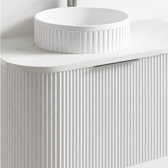 Luma 750X455X450mm Plywood Matte White Fluted Curve Vanity With Flat Top Luma 750X455X450mm Plywood Matte White Fluted Curve Vanity With Flat Top