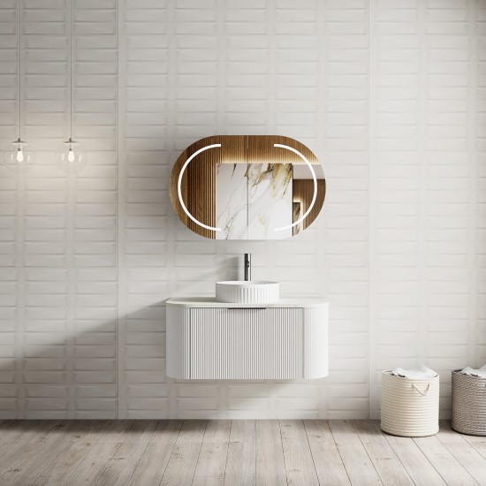 Luma 900X455X450mm Plywood Matte White Fluted Curve Vanity With Flat Top Luma 900X455X450mm Plywood Matte White Fluted Curve Vanity With Flat Top