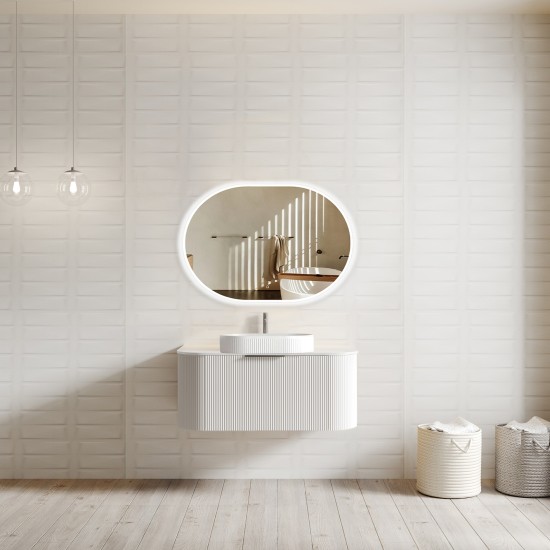 Luma 900X455X450mm Plywood Matte White Fluted Curve Vanity With Flat Top Luma 900X455X450mm Plywood Matte White Fluted Curve Vanity With Flat Top