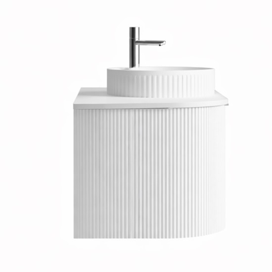 Luma 900X455X450mm Plywood Matte White Fluted Curve Vanity With Flat Top Luma 900X455X450mm Plywood Matte White Fluted Curve Vanity With Flat Top