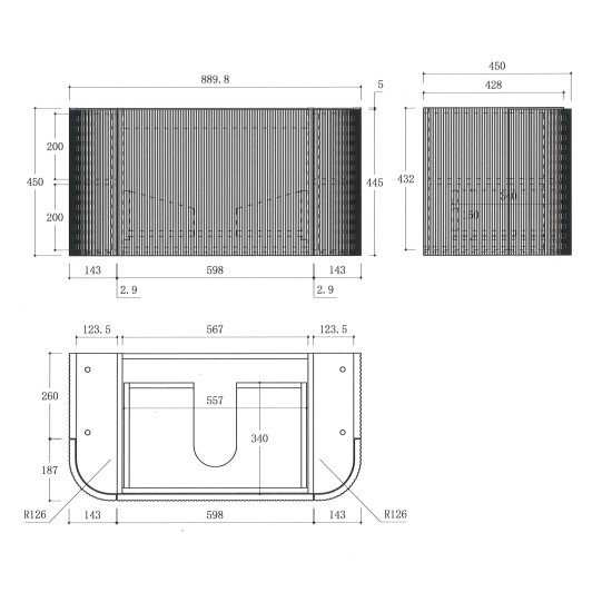 Luma 900X455X450mm Plywood Matte White Fluted Curve Vanity With Flat Top Luma 900X455X450mm Plywood Matte White Fluted Curve Vanity With Flat Top