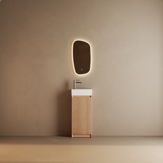 Mino 400X200X920MM PLYWOOD FLUTED FLOOR STANDING VANITY - LIGHT OAK WITH TOP