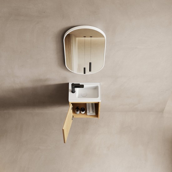 Mino 400X200X620MM PLYWOOD WALL HUNG VANITY - LIGHT OAK WITH TOP