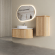 Mora 1200X520X450mm Plywood Light Oak Fluted Racetrack-Shaped Vanity With Flat Top Mora 1200X520X450mm Plywood Light Oak Fluted Racetrack-Shaped Vanity With Flat Top