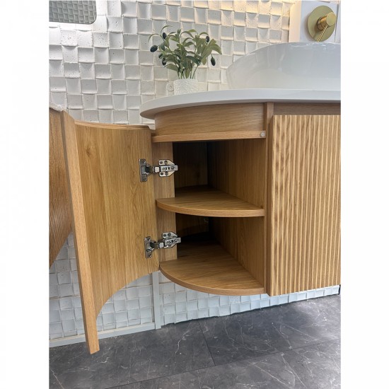 Mora 1500X520X450mm Plywood Light Oak Fluted Racetrack-Shaped Vanity With Flat Top