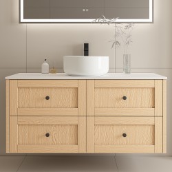 Vero 1200X460X560mm Plywood Light Oak Wall Hung Vanity With Flat Top Vero 1200X460X560mm Plywood Light Oak Wall Hung Vanity With Flat Top