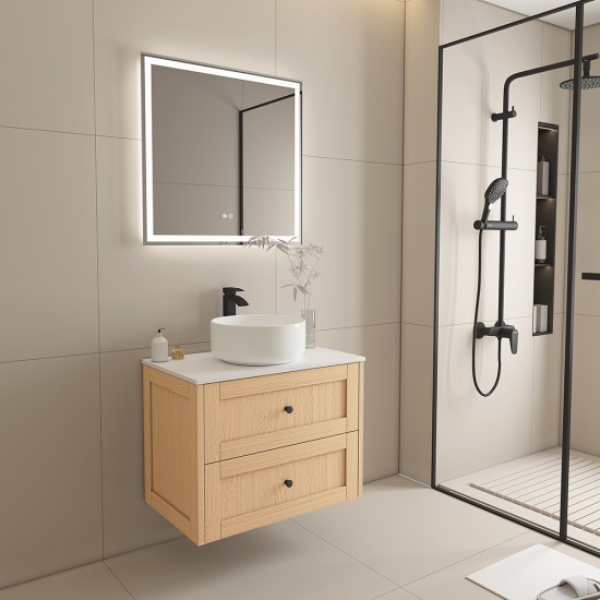 Vero 750X460X560mm Plywood Light Oak Wall Hung Vanity With Flat Top Vero 750X460X560mm Plywood Light Oak Wall Hung Vanity With Flat Top