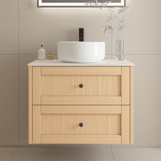 Vero 750X460X560mm Plywood Light Oak Wall Hung Vanity With Flat Top Vero 750X460X560mm Plywood Light Oak Wall Hung Vanity With Flat Top