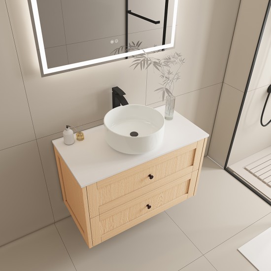 Vero 900x460x560mm Plywood Light Oak Wall Hung Vanity With Flat Top Vero 900x460x560mm Plywood Light Oak Wall Hung Vanity With Flat Top