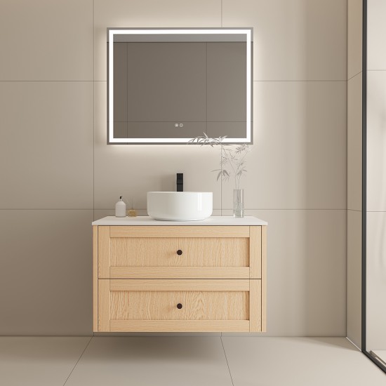 Vero 900x460x560mm Plywood Light Oak Wall Hung Vanity With Flat Top Vero 900x460x560mm Plywood Light Oak Wall Hung Vanity With Flat Top