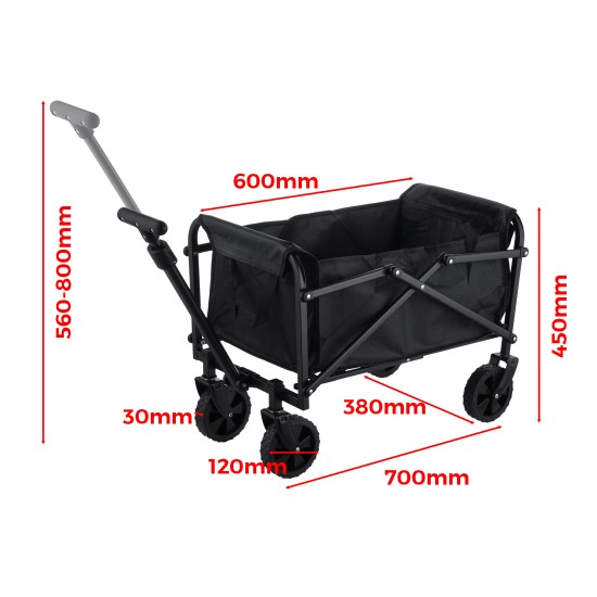 45L Heavy-Duty Foldable Wagon Cart with Sand Wheels & Adjustable Handle Portable Collapsible Trolley for Camping, Beach Garden & Shopping