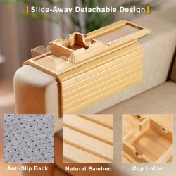 Living Room Lounge 2 In 1 Bamboo Slide-Away Sofa Armrest Tray Cup Phone Holder Living Room Lounge 2 In 1 Bamboo Slide-Away Sofa Armrest Tray Cup Phone Holder