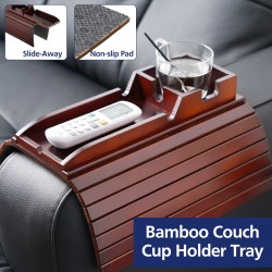 Non-slip Foldable Sofa Armrest Clip On Tray Sliding Detachable Cup Holder Couch Shelf Side Table Remote Control Phone Snacks Drinks Organizer Rack Mahogany Brown Non-slip Foldable Sofa Armrest Clip On Tray Sliding Detachable Cup Holder Couch Shelf Side Table Remote Control Phone Snacks Drinks Organizer Rack Mahogany Brown