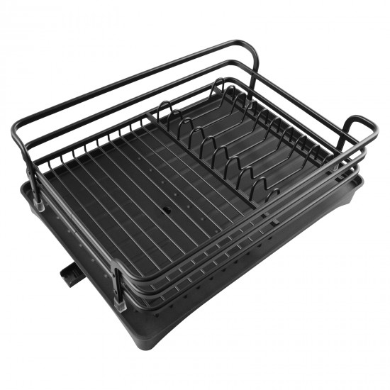 Kitchen Black Dish Drying Drainer Storage Rack Wire Basket 1 Tier Holder Organiser