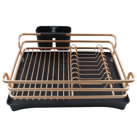Kitchen Gold&Black Dish Drying Drainer Storage Rack Wire Basket 1 Tier Holder Organiser