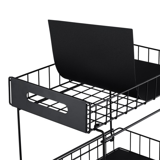 2-Tier Under-Sink Pull-Out Organizer, No-Drill Installation Sliding Bathroom/Kitchen Cabinet Storage Basket Black 2-Tier Under-Sink Pull-Out Organizer, No-Drill Installation Sliding Bathroom/Kitchen Cabinet Storage Basket Black