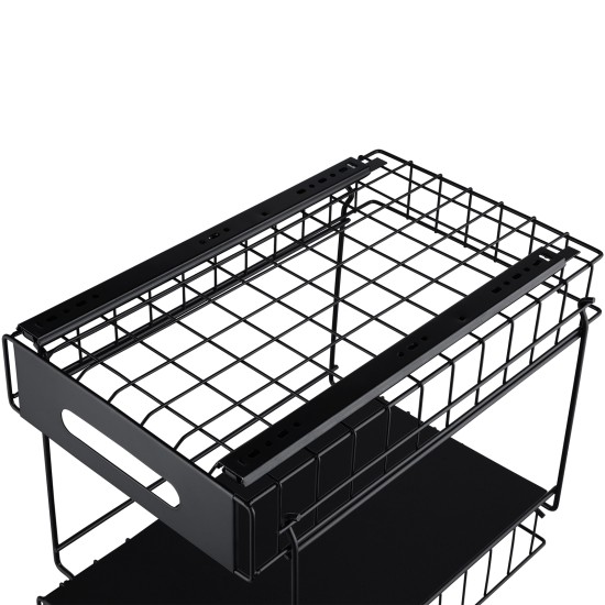 2-Tier Under-Sink Pull-Out Organizer, No-Drill Installation Sliding Bathroom/Kitchen Cabinet Storage Basket Black 2-Tier Under-Sink Pull-Out Organizer, No-Drill Installation Sliding Bathroom/Kitchen Cabinet Storage Basket Black
