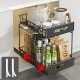 2-Tier Under-Sink Pull-Out Organizer, No-Drill Installation Sliding Bathroom/Kitchen Cabinet Storage Basket Black 2-Tier Under-Sink Pull-Out Organizer, No-Drill Installation Sliding Bathroom/Kitchen Cabinet Storage Basket Black