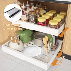 Kitchen Storage Shelf Cabinet Basket Pull Out Drawer Expandable 31-52cm White Kitchen Storage Shelf Cabinet Basket Pull Out Drawer Expandable 31-52cm White