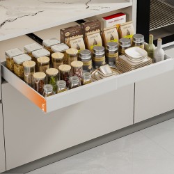 Kitchen Storage Shelf Cabinet Basket Pull Out Drawer Expandable 31-52cm White Kitchen Storage Shelf Cabinet Basket Pull Out Drawer Expandable 31-52cm White