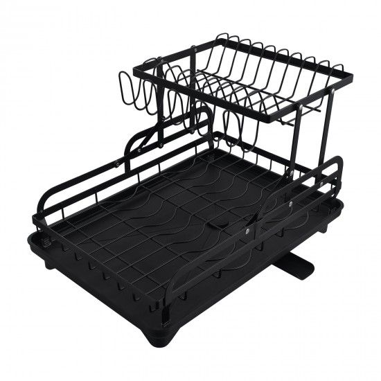 2-Tier Foldable Kitchen Organiser Dish & Bowl Drying Rack